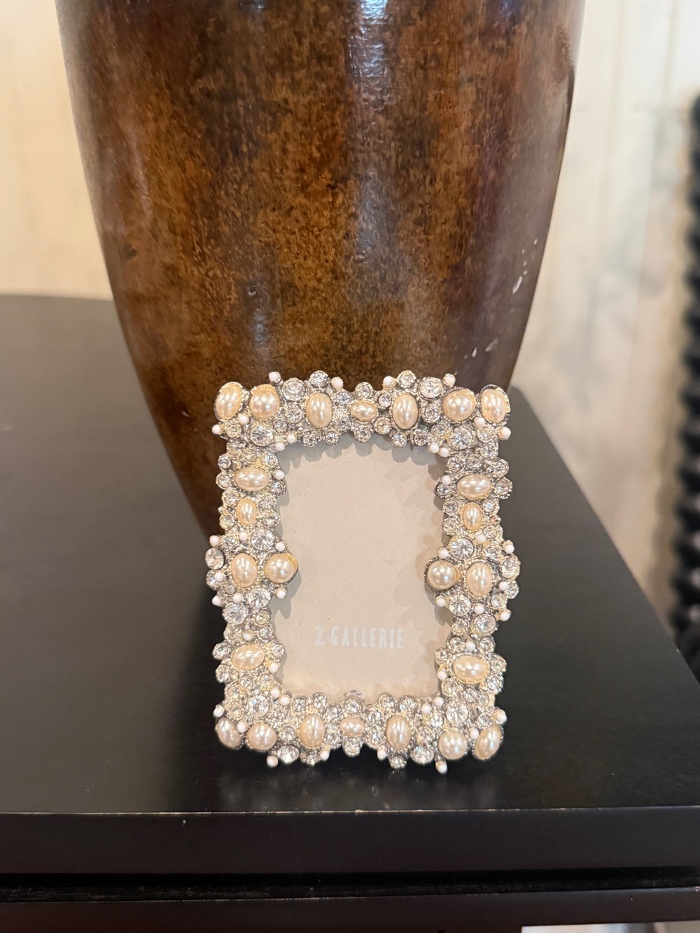 Z Gallerie Pearl and Crystal Mini Frame in Cream and Silver